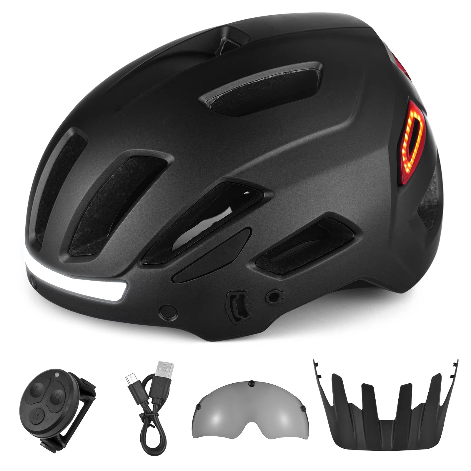 Bike Helmet Adult Men Mountain Bike Helmet With Remote Control Rechargble Light For Night Riding Multifunctional Turn Helmet