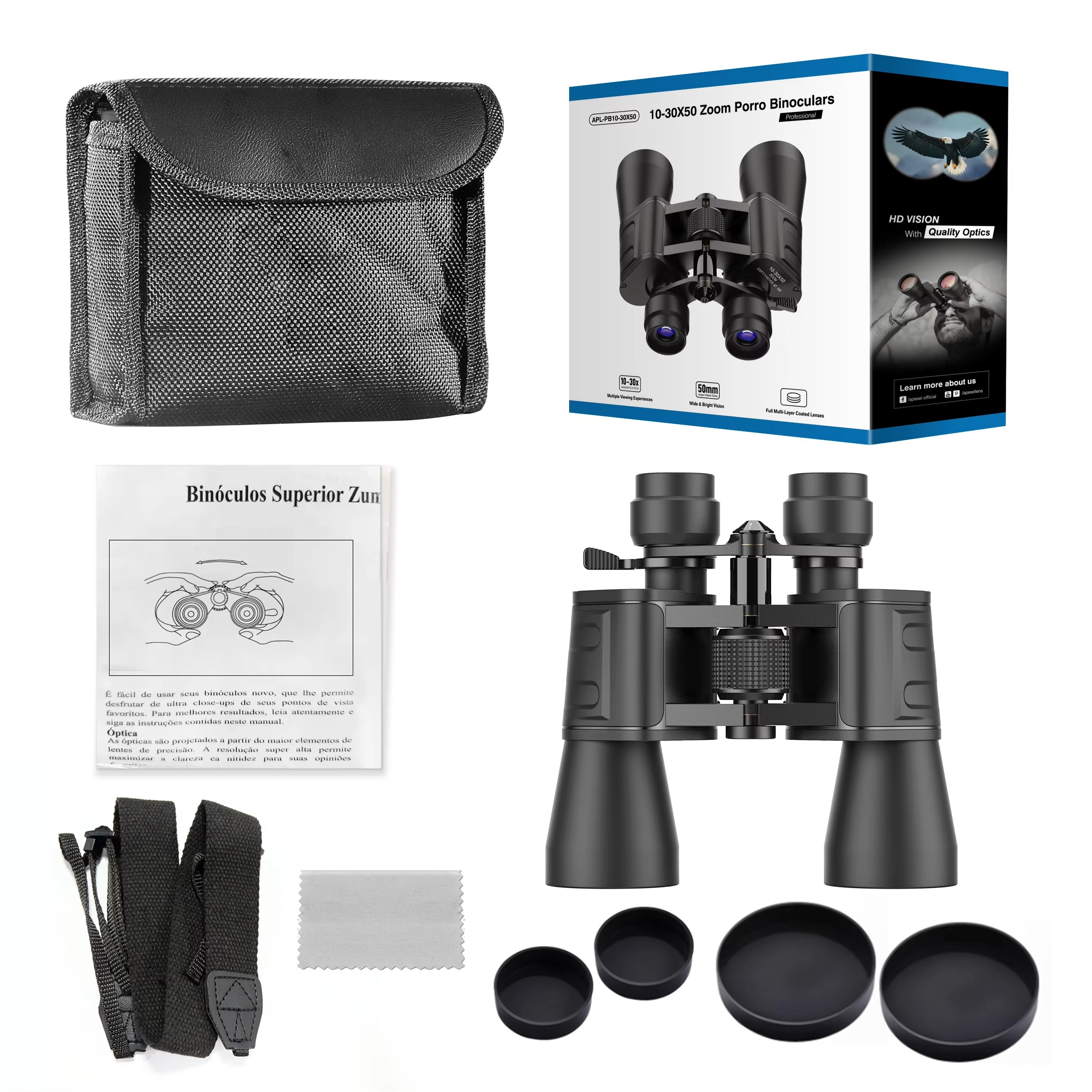 12X42 Binoculars Hunting and Tourism BAK4 Prism FMC HD Professional Powerful Telescope Visible at low light Traveling hunting