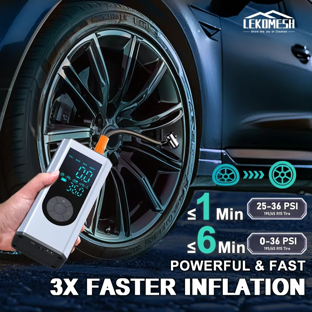 LEKOMESH Portable Car Air Pumps Compressor Pressure Air Pump 12V 150PSI Electric Tire Inflator For Car Tires Motorcycle Balls