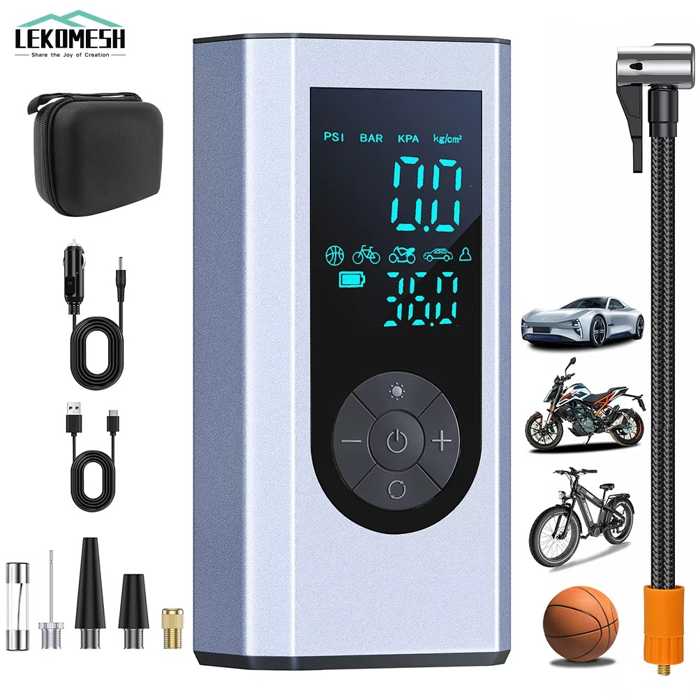 LEKOMESH Portable Car Air Pumps Compressor Pressure Air Pump 12V 150PSI Electric Tire Inflator For Car Tires Motorcycle Balls