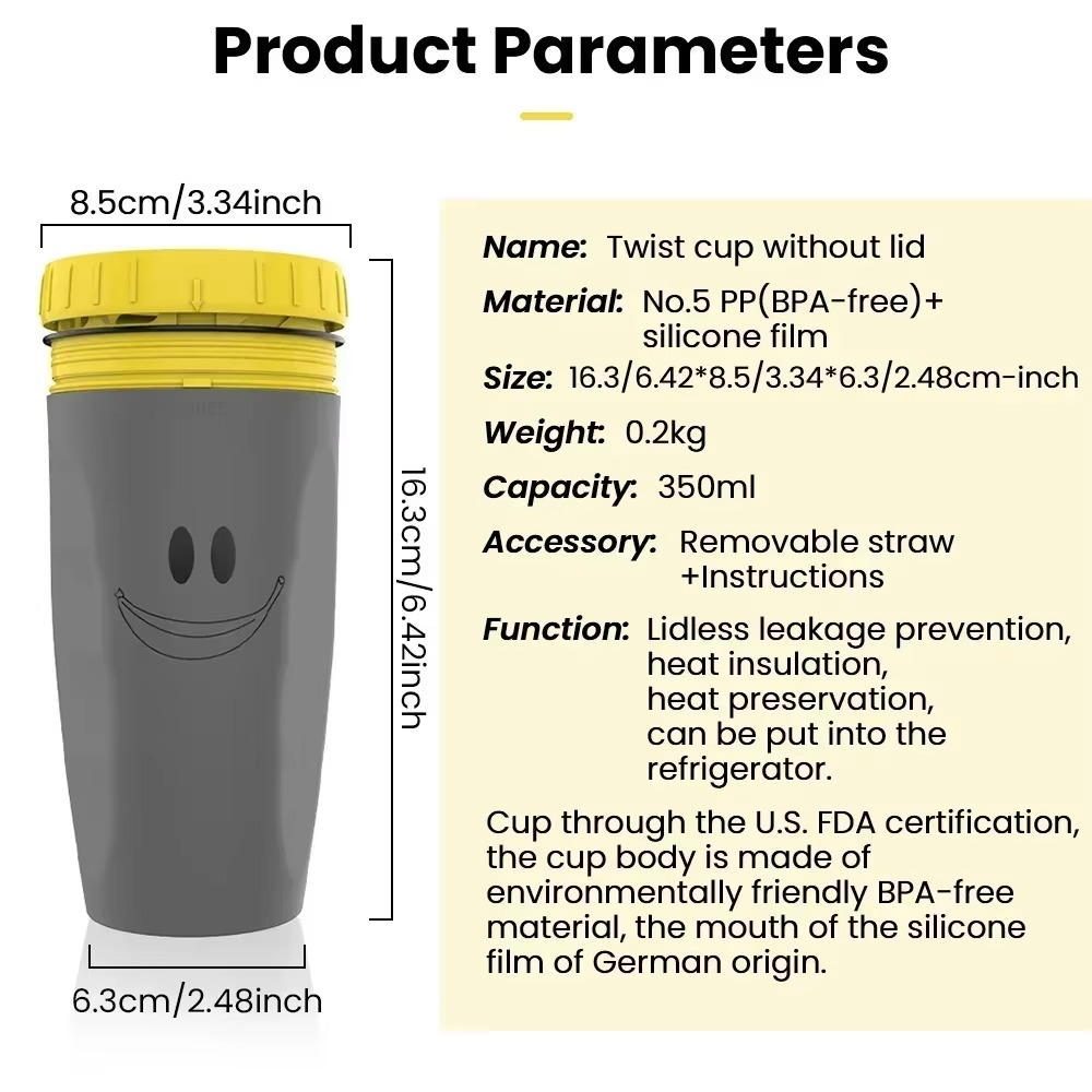 Convenient Drinking Lidless Twist Mug Eco-friendly and Portable Two Modes