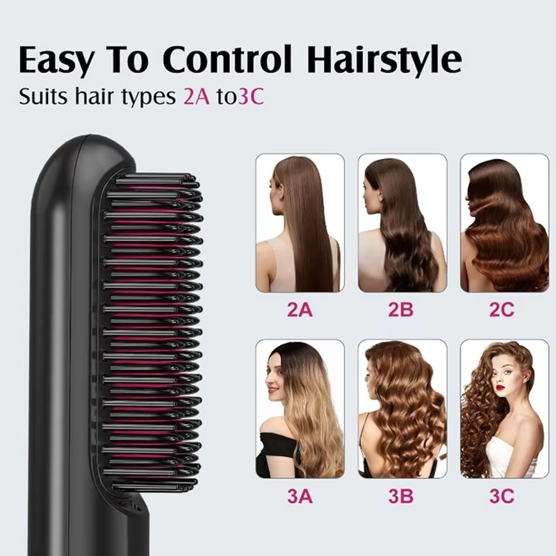 ABXH Rechargeable Hair Straightener Negative Hair Straightener Curly Hair Dual-Purpose Electric Curling Comb
