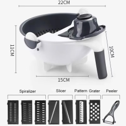 Multifunctional 2 In 1 Vegetable Slicer Cutter Chopper Fruit Strainer Basket Spiralizer Grater Food Peeler Mandoline Shredder