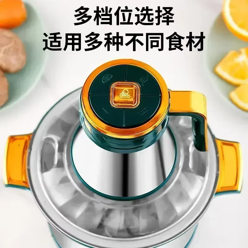 Commercial and household electric meat grinder. Stainless steel. High capacity. Kitchen appliance and food processor.