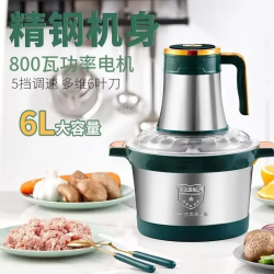 Commercial and household electric meat grinder. Stainless steel. High capacity. Kitchen appliance and food processor.