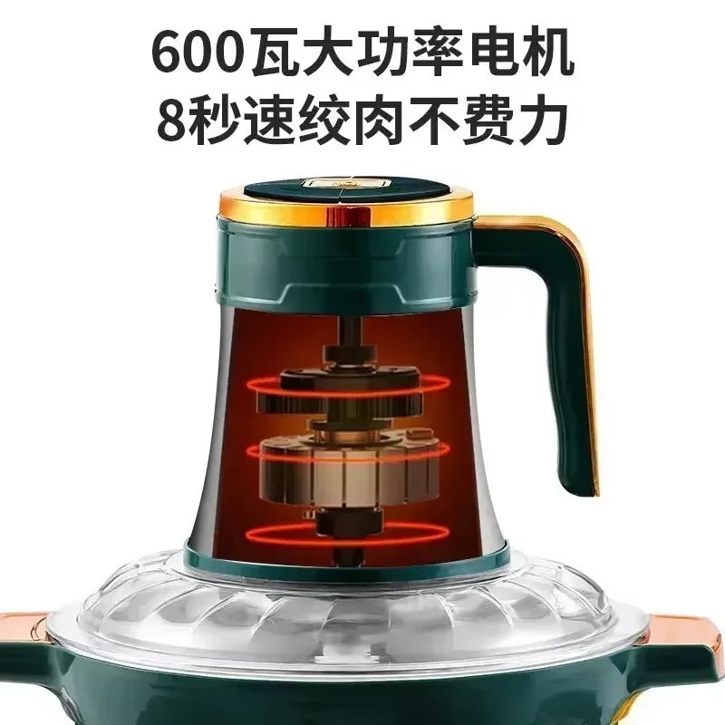 Commercial and household electric meat grinder. Stainless steel. High capacity. Kitchen appliance and food processor.