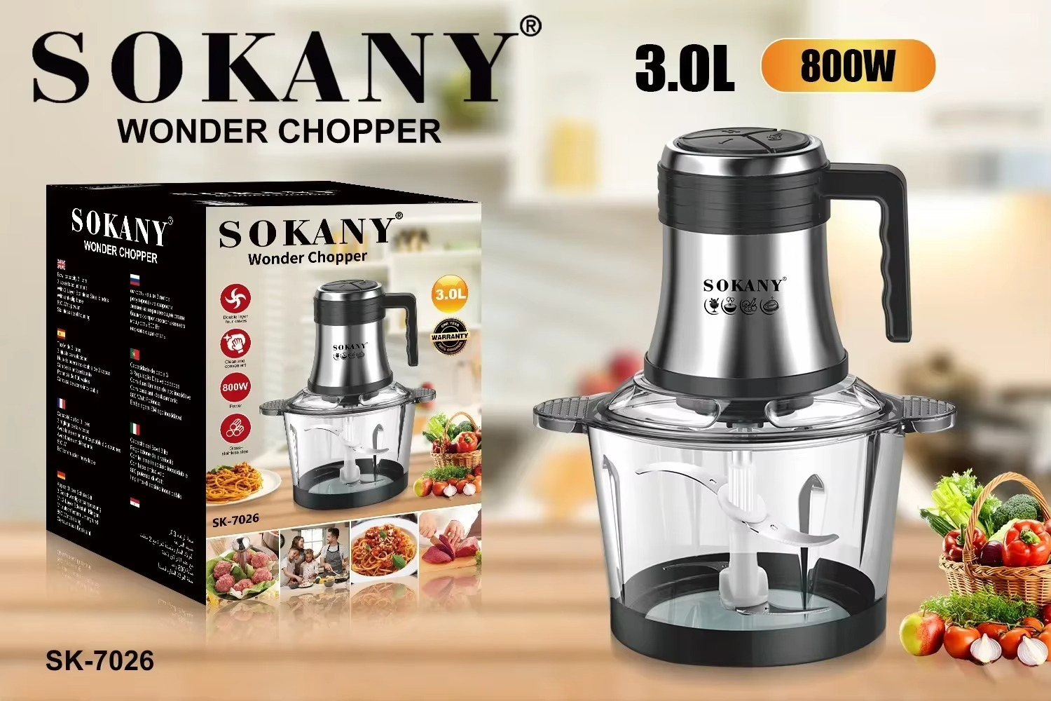 3L Electric Meat Grinder 800W Powerful Multifunctional Home Appliance Food Processor Meat Vegetables Blender Grinder