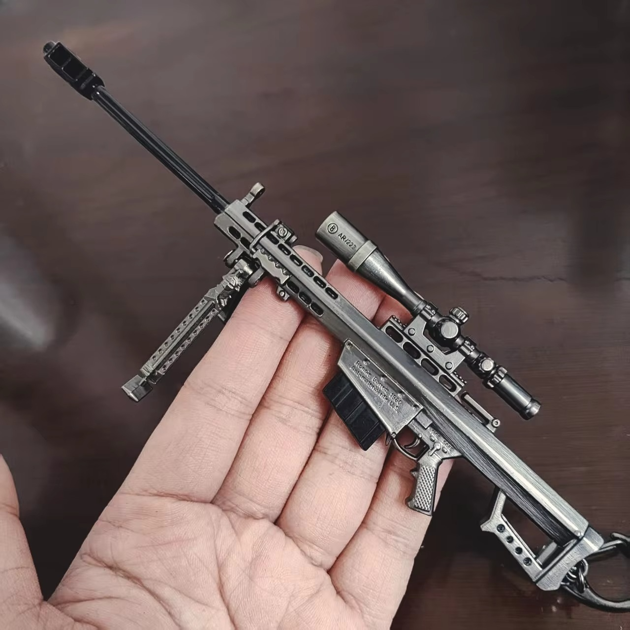 17CM Sniper Rifle Model Alloy Mini Barrett Pistol PUBG Jedi Toy Gun Fidget Toy Desktop Ornament for Boy Adults Chrismas Gift