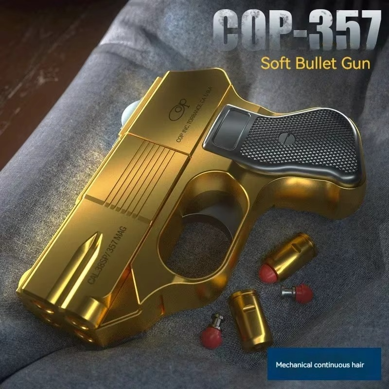 COP 357 Pistol Soft Bullet Shell Ejection Toy Gun Continuous Shooting Blaster Mini Pistola Air Gun For Adult Boys Birthday Gifts