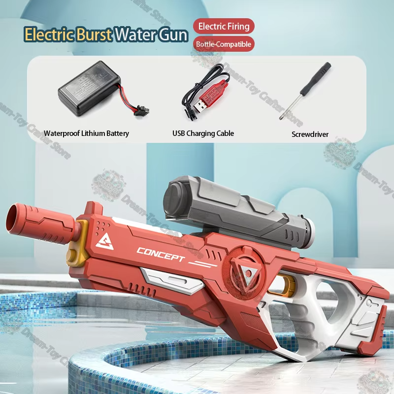 Electric Water Gun Automatic Suction Toy Large Capacity Outdoor Beach Soaker Blaster for Kids Summer Splash Play Big Size Gun