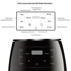 6L Large Capacity Digital Touch Air Fryer Multi Use Non Stick Energy Saving Easy Clean Oven For Household Kitchen Cooking