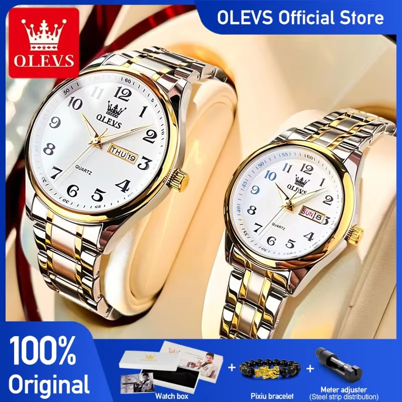 OLEVS 5567 Couple Watches Waterproof Luminous Wristwatch for Lover Date Men‘s and Women's Wristwatch Simple Fashio
