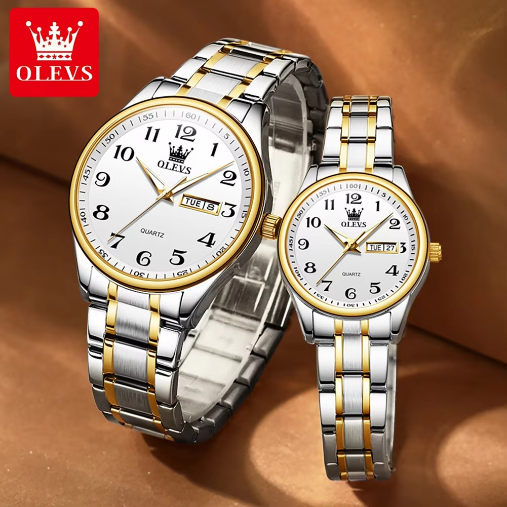 OLEVS 5567 Couple Watches Waterproof Luminous Wristwatch for Lover Date Men‘s and Women's Wristwatch Simple Fashio