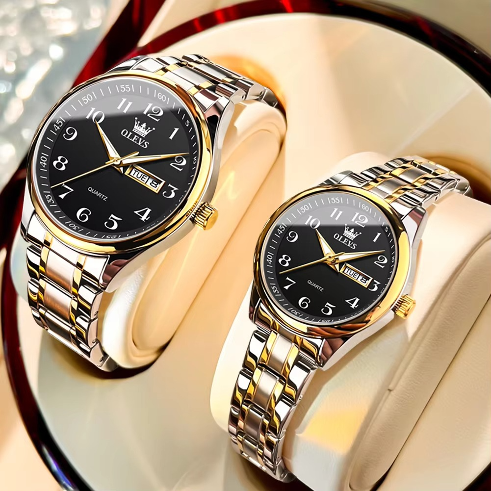 OLEVS 5567 Couple Watches Waterproof Luminous Wristwatch for Lover Date Men‘s and Women's Wristwatch Simple Fashio