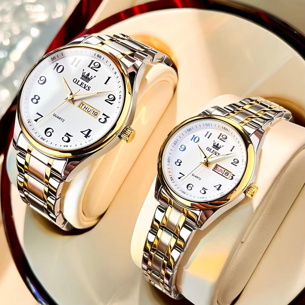 OLEVS 5567 Couple Watches Waterproof Luminous Wristwatch for Lover Date Men‘s and Women's Wristwatch Simple Fashio