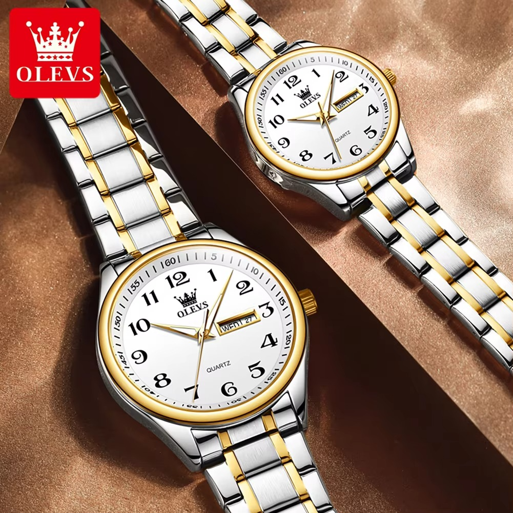 OLEVS 5567 Couple Watches Waterproof Luminous Wristwatch for Lover Date Men‘s and Women's Wristwatch Simple Fashio