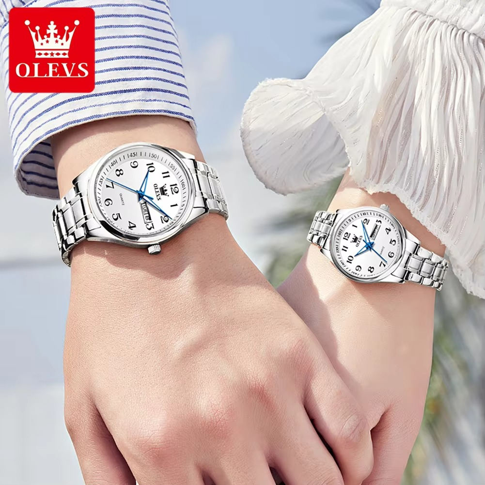 OLEVS 5567 Couple Watches Waterproof Luminous Wristwatch for Lover Date Men‘s and Women's Wristwatch Simple Fashio