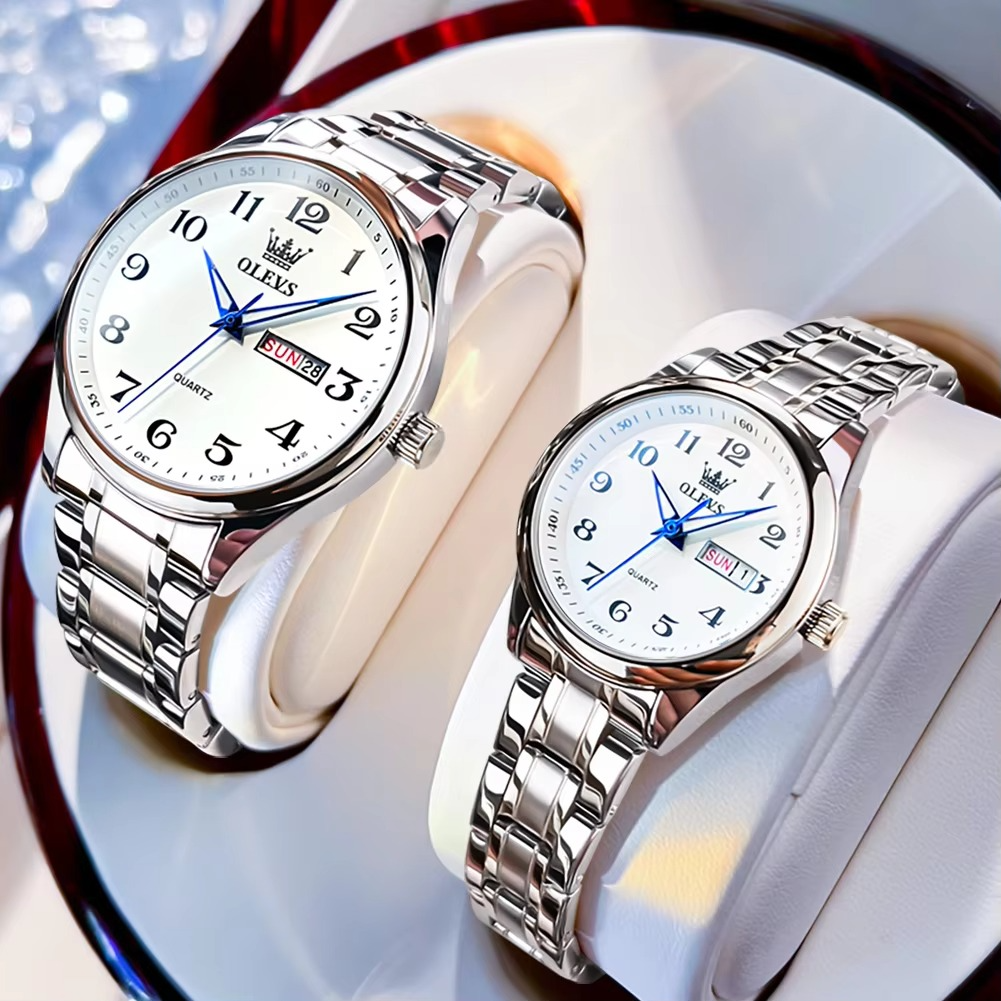 OLEVS 5567 Couple Watches Waterproof Luminous Wristwatch for Lover Date Men‘s and Women's Wristwatch Simple Fashio