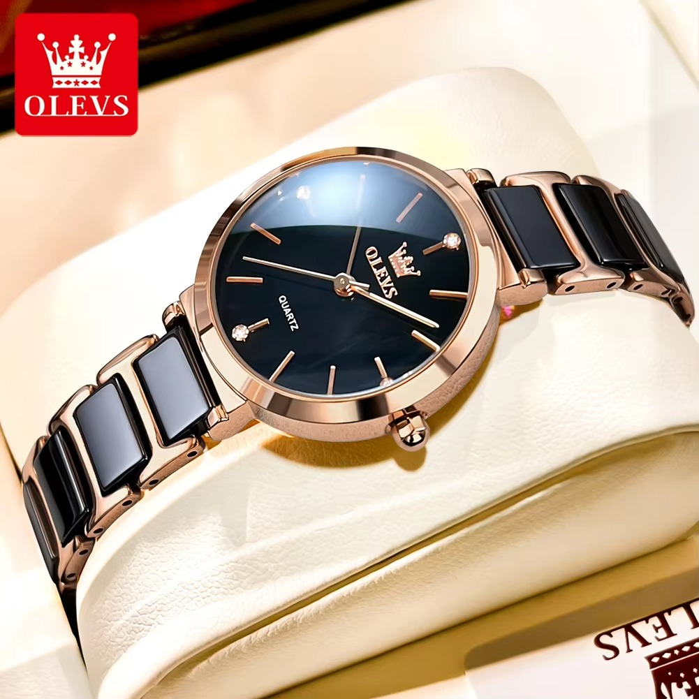 OLEVS Luxury Brand Women Watches Ceramic Tape Japanese Movement Quartz Watch for Lady Gift Bracelet Fashion Versatile Exquisite