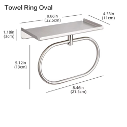 Towel Ring with Shelf Stainless Steel No-punch Toilet Paper Holder Bathroom Hotel Accessories Hand Towel Holder