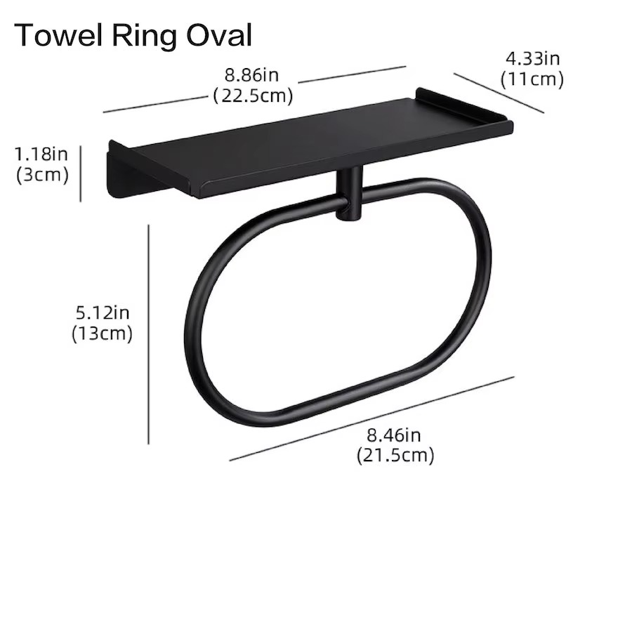 Towel Ring with Shelf Stainless Steel No-punch Toilet Paper Holder Bathroom Hotel Accessories Hand Towel Holder
