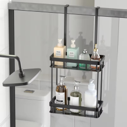 Drill-Free Bathroom Shelf Over Door Hanging Organizer Wall-Mounted Basket Rack Multi-Layer Shower Room Storage Shelf for Toilet