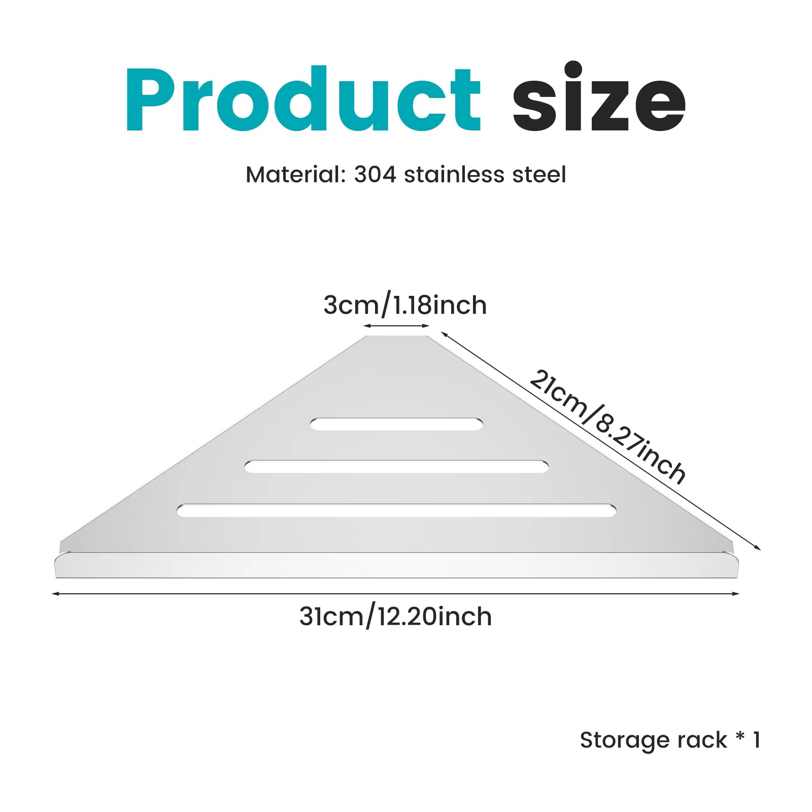 Bathroom Shelf Corner No Drilling No Drilling 304 Stainless Steel Corner Organizer Storage Heavy-Duty Hollow Bathroom Accessory