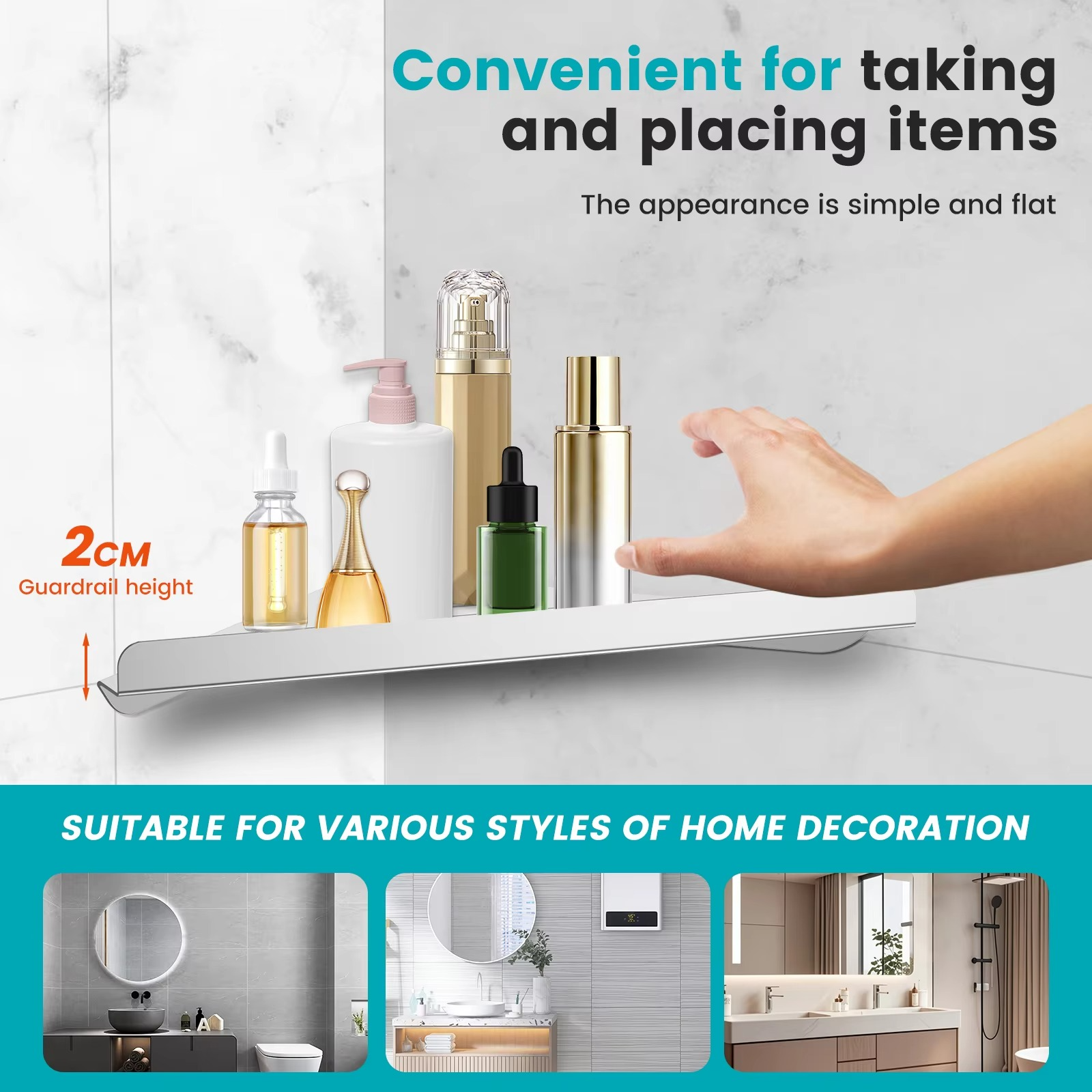 Bathroom Shelf Corner No Drilling No Drilling 304 Stainless Steel Corner Organizer Storage Heavy-Duty Hollow Bathroom Accessory