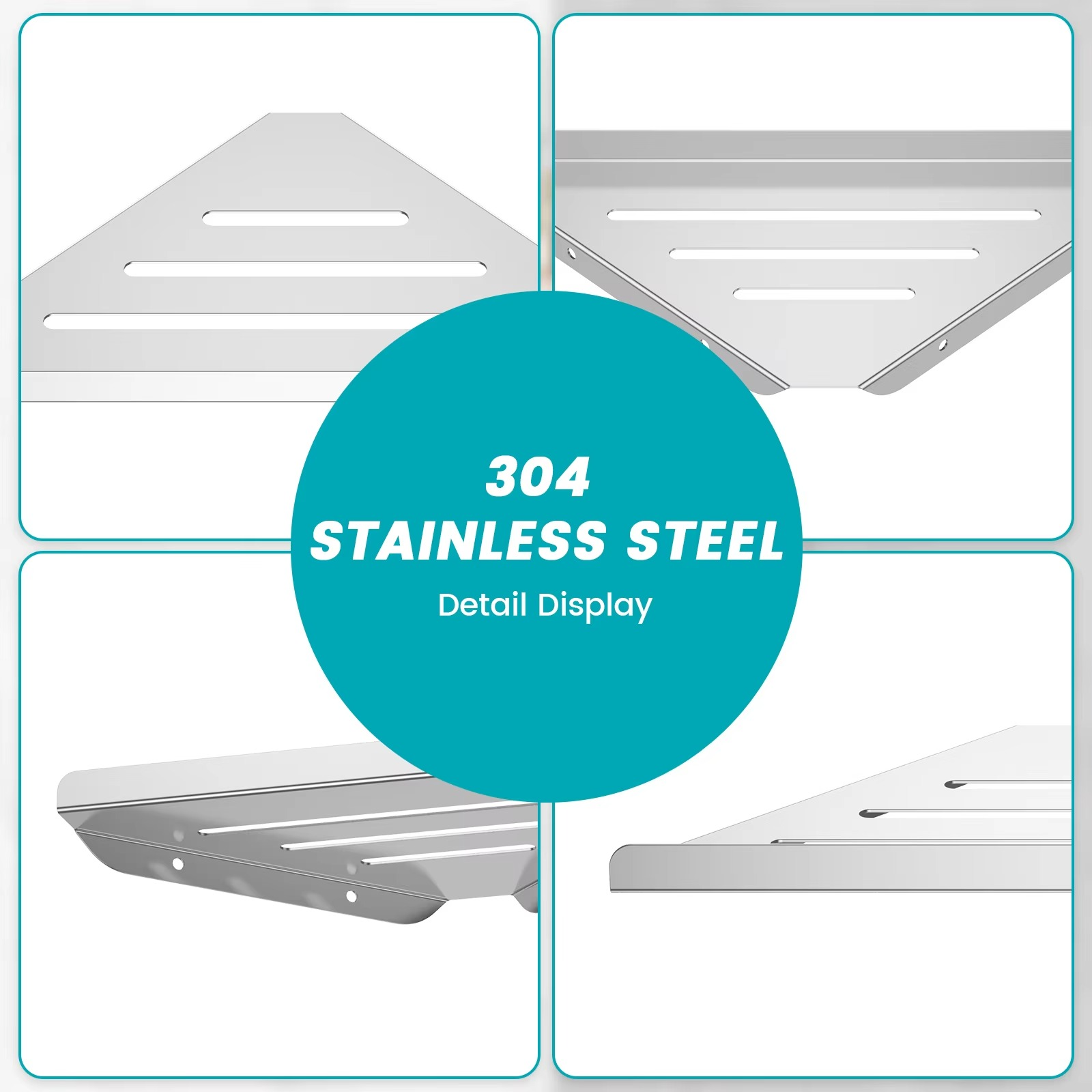 Bathroom Shelf Corner No Drilling No Drilling 304 Stainless Steel Corner Organizer Storage Heavy-Duty Hollow Bathroom Accessory