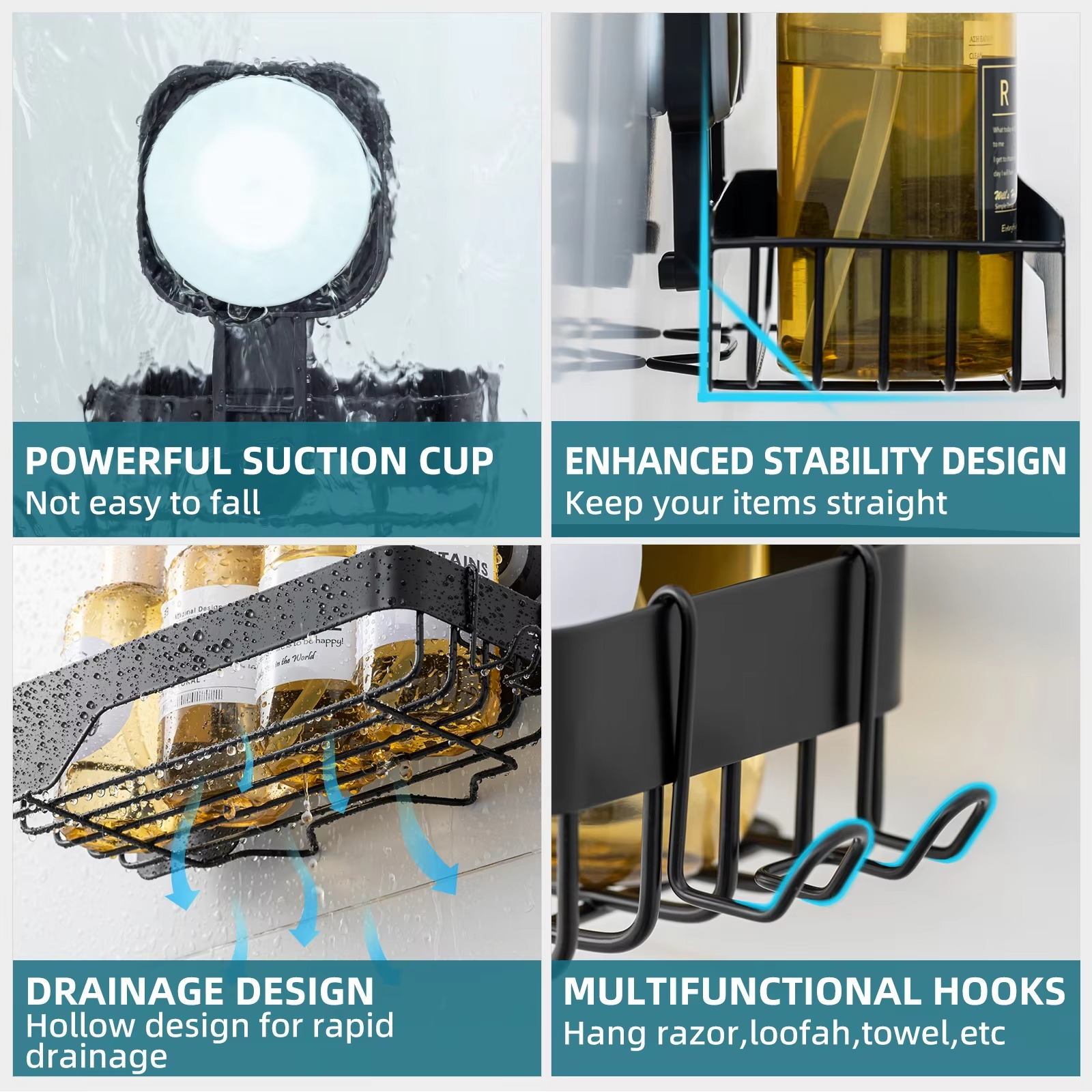 TAILI Bathroom Storage Rack No Drill Shelves Wall Mount Corner Shelf Shower Holder For Shampoo Organizer Bathroom Accessories