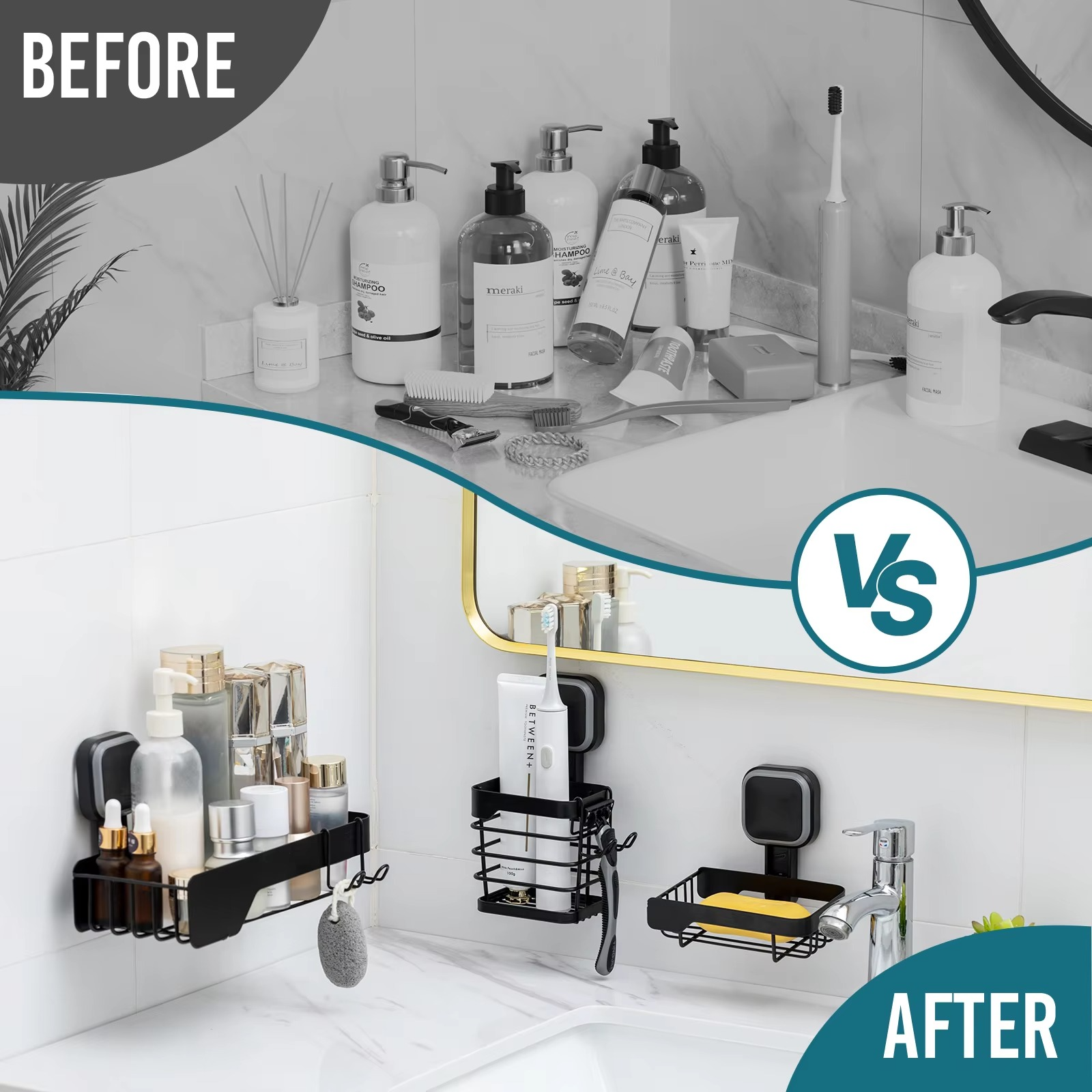 TAILI Bathroom Storage Rack No Drill Shelves Wall Mount Corner Shelf Shower Holder For Shampoo Organizer Bathroom Accessories
