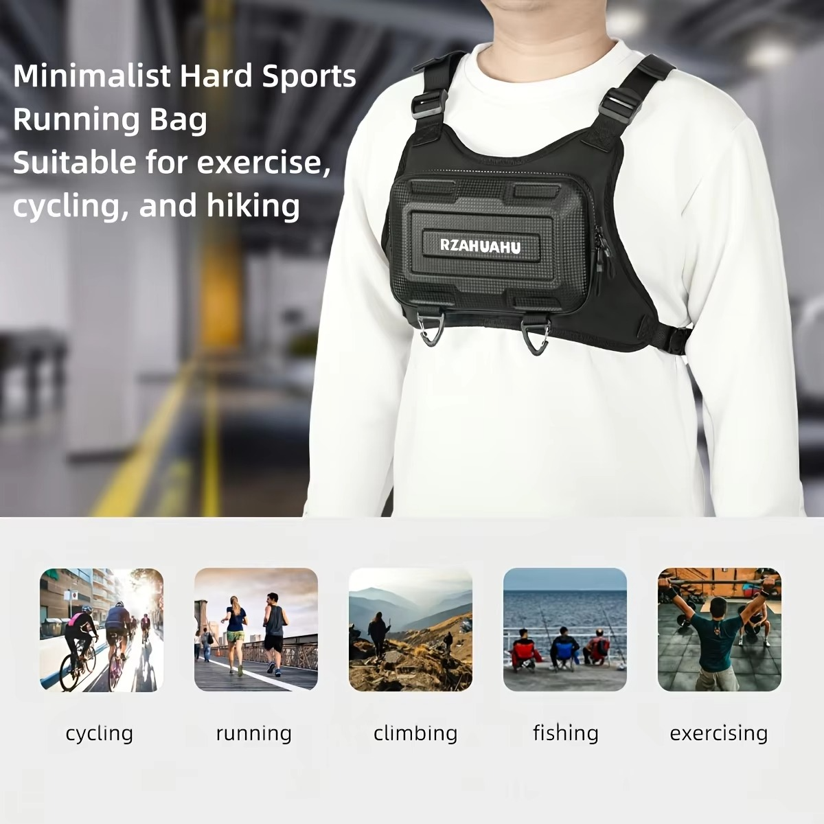 Hard Shell Multifunctional Functional Tactical Chest Bag, Men's Chest Bag, Motorcycle Vest Bag, Workwear Cycling Bag, Street Fashion Vest Bag, Motorcycle Chest Bag