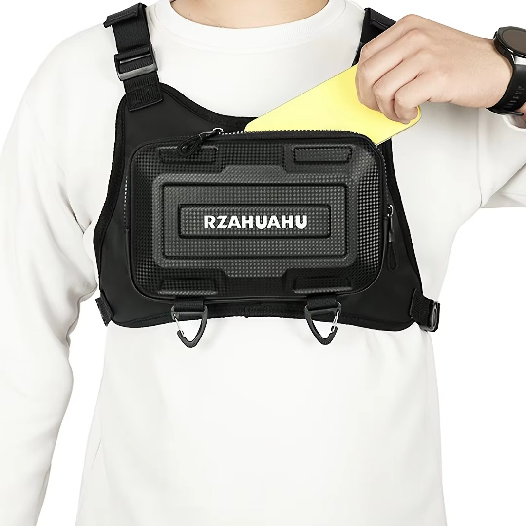 Hard Shell Multifunctional Functional Tactical Chest Bag, Men's Chest Bag, Motorcycle Vest Bag, Workwear Cycling Bag, Street Fashion Vest Bag, Motorcycle Chest Bag