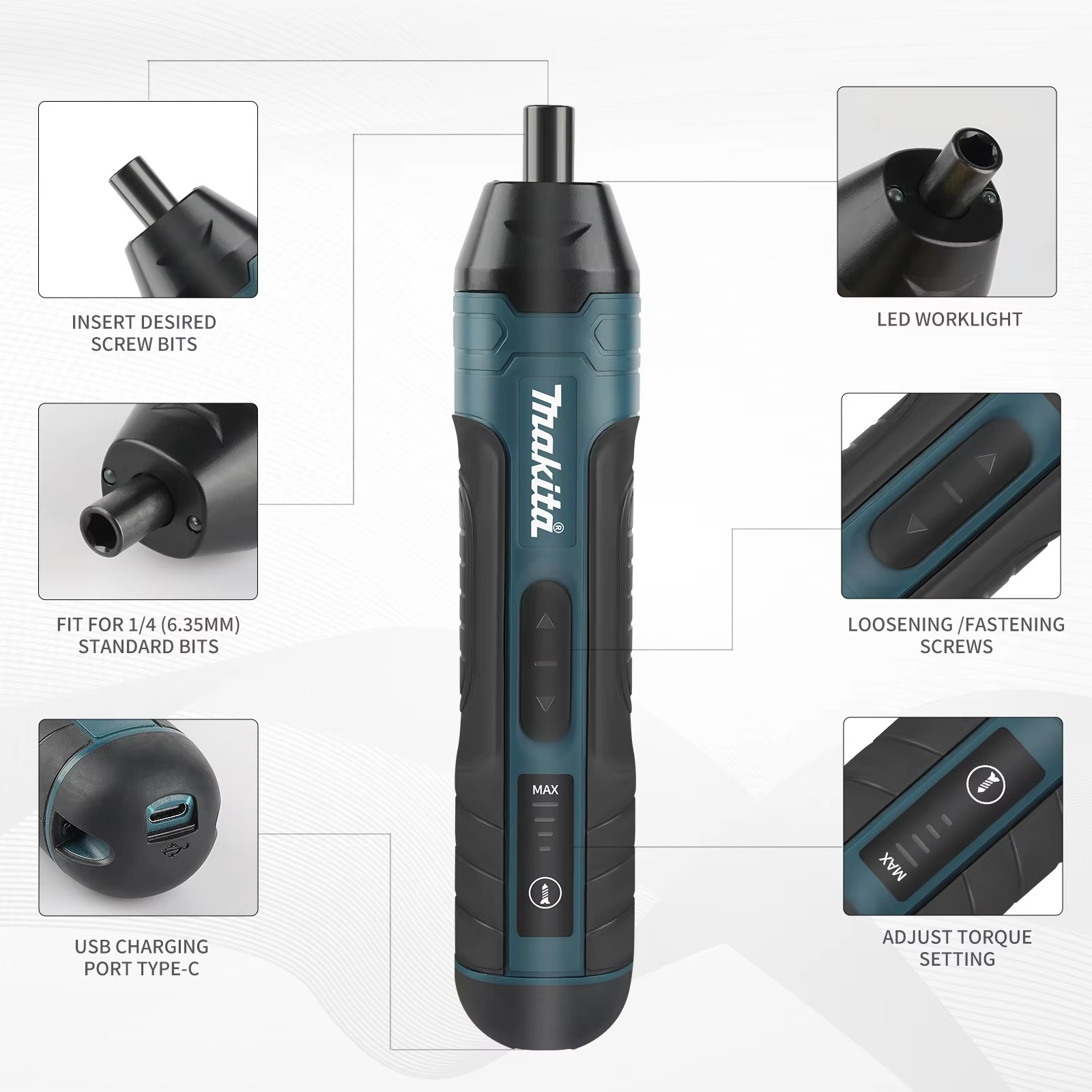 Cordless Electric Screwdriver 1300mah Rechargeable Adjustment Power Drill Multi-function Disassembly Torque Repair Tools
