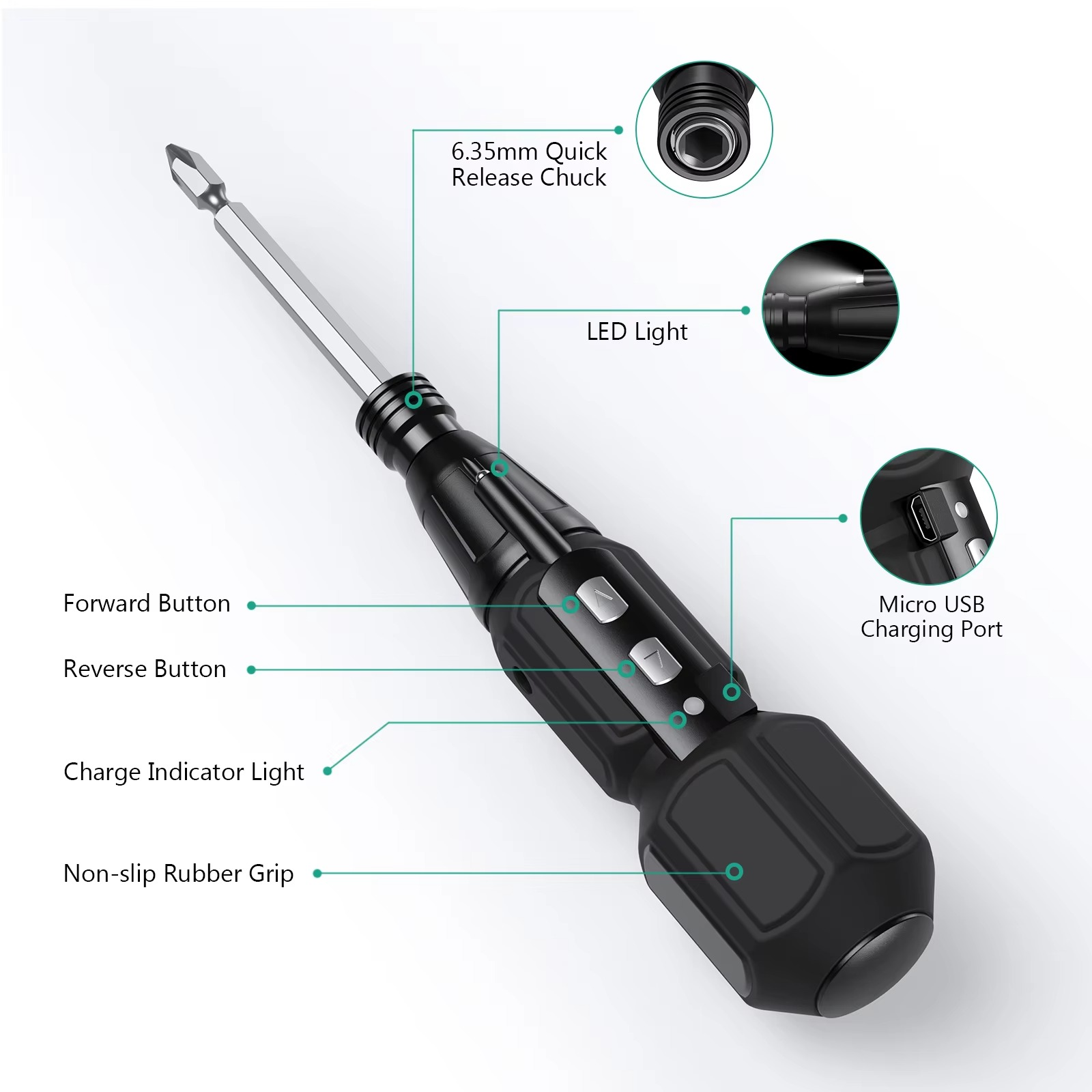 Electric Screwdriver Cordless Rechargeable Power Screwdrivers Set Portable Automatic Home Repair Tool Kit with LED Lights