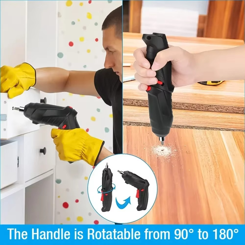47 PCS 3 6V Cordless Screwdriver Set with 1800mAh Battery Portable Electric Screwdriver for Household Maintenance Power Tools