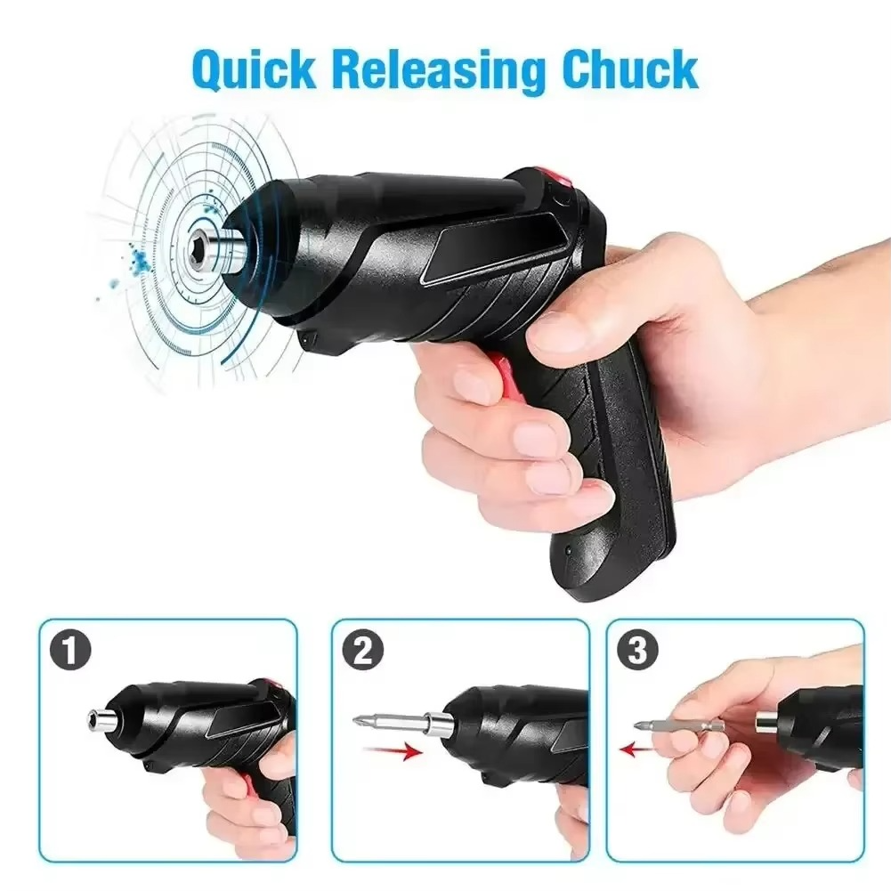 47 PCS 3 6V Cordless Screwdriver Set with 1800mAh Battery Portable Electric Screwdriver for Household Maintenance Power Tools
