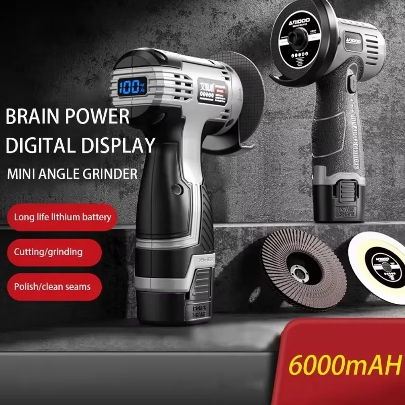 16.8V Mini Angle Grinder Portable Lithium Battery Large Capacity Polishing Grinding Cutting Machine for Household Power Tool