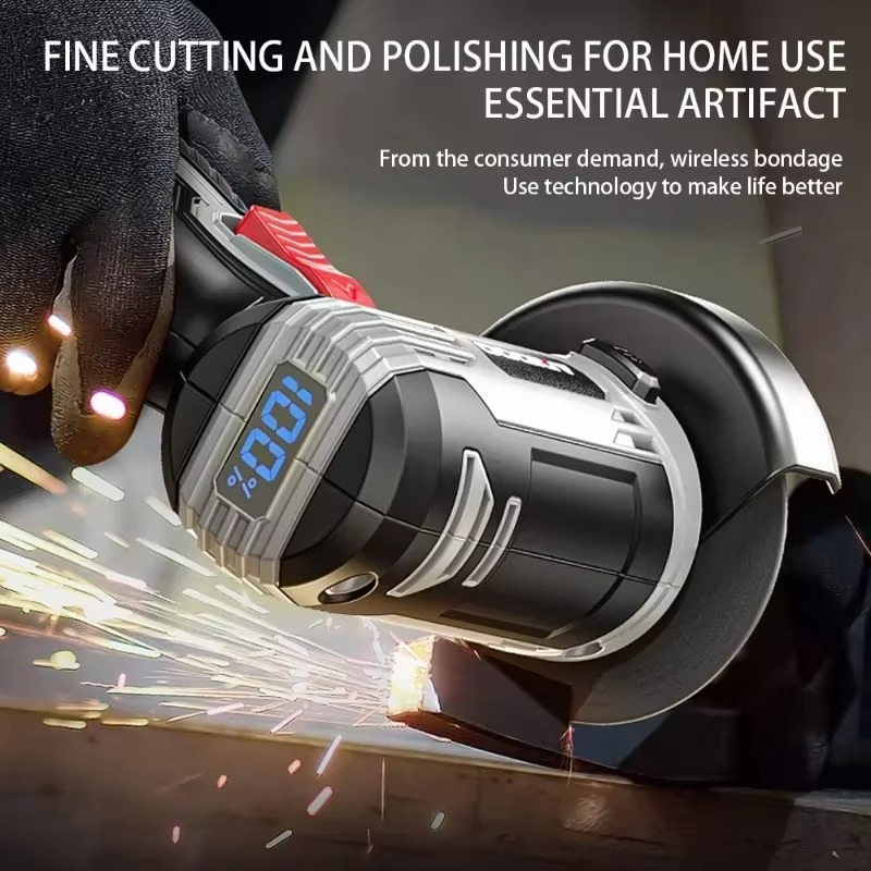 16.8V Mini Angle Grinder Portable Lithium Battery Large Capacity Polishing Grinding Cutting Machine for Household Power Tool