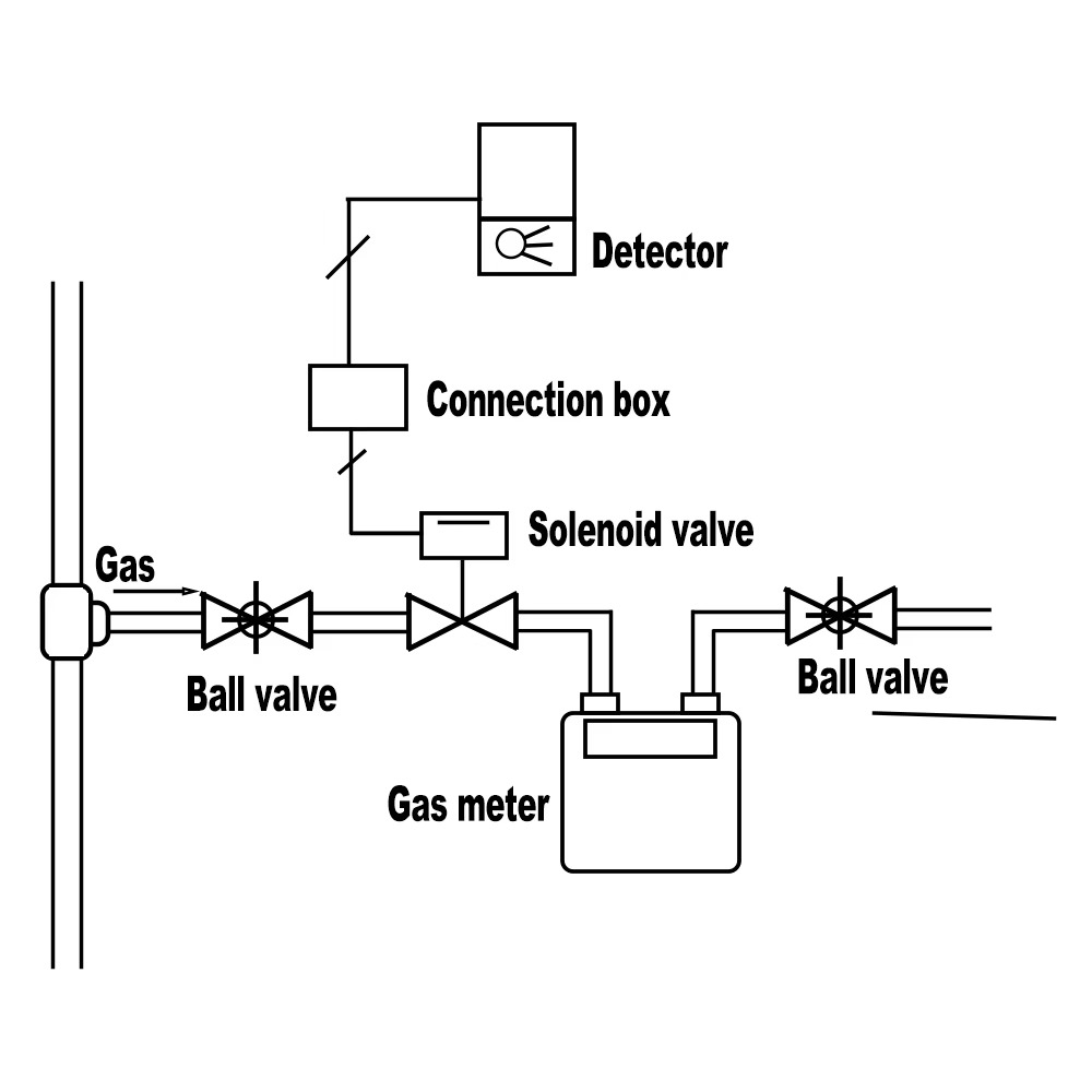 Gas Leakage Detector with Emergency Shut Off Solenoid Valves Natural/Liquefied Gas Alarm Sensor EU Plug Standalone Auto Monitor