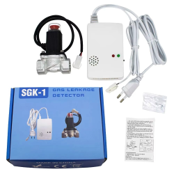 Gas Leakage Detector with Emergency Shut Off Solenoid Valves Natural/Liquefied Gas Alarm Sensor EU Plug Standalone Auto Monitor