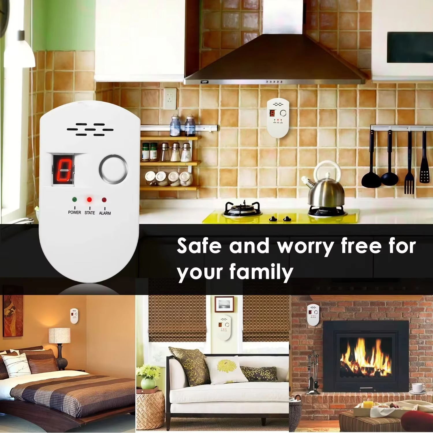 CPVAN Gas Detector LPG/Natural Gas/Coal Leak Detector 85dB Sound Alarm and LED Digital Display Gas Leak Detector