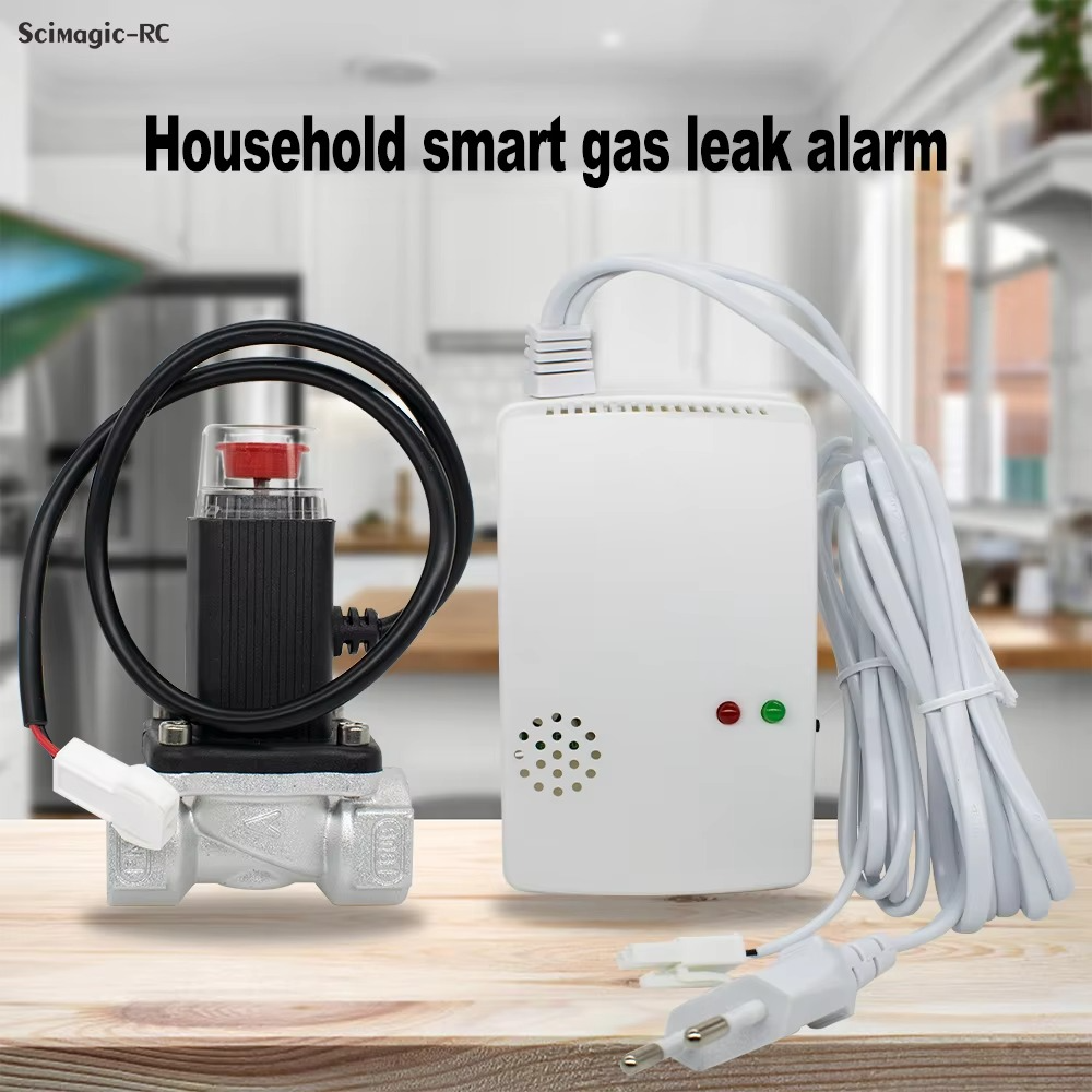 Natural Gas Detector Propane Gas Detector Gas Leak Alarm With Solenoid Valve Pipeline Automatic Shut Off For Leakage Detector