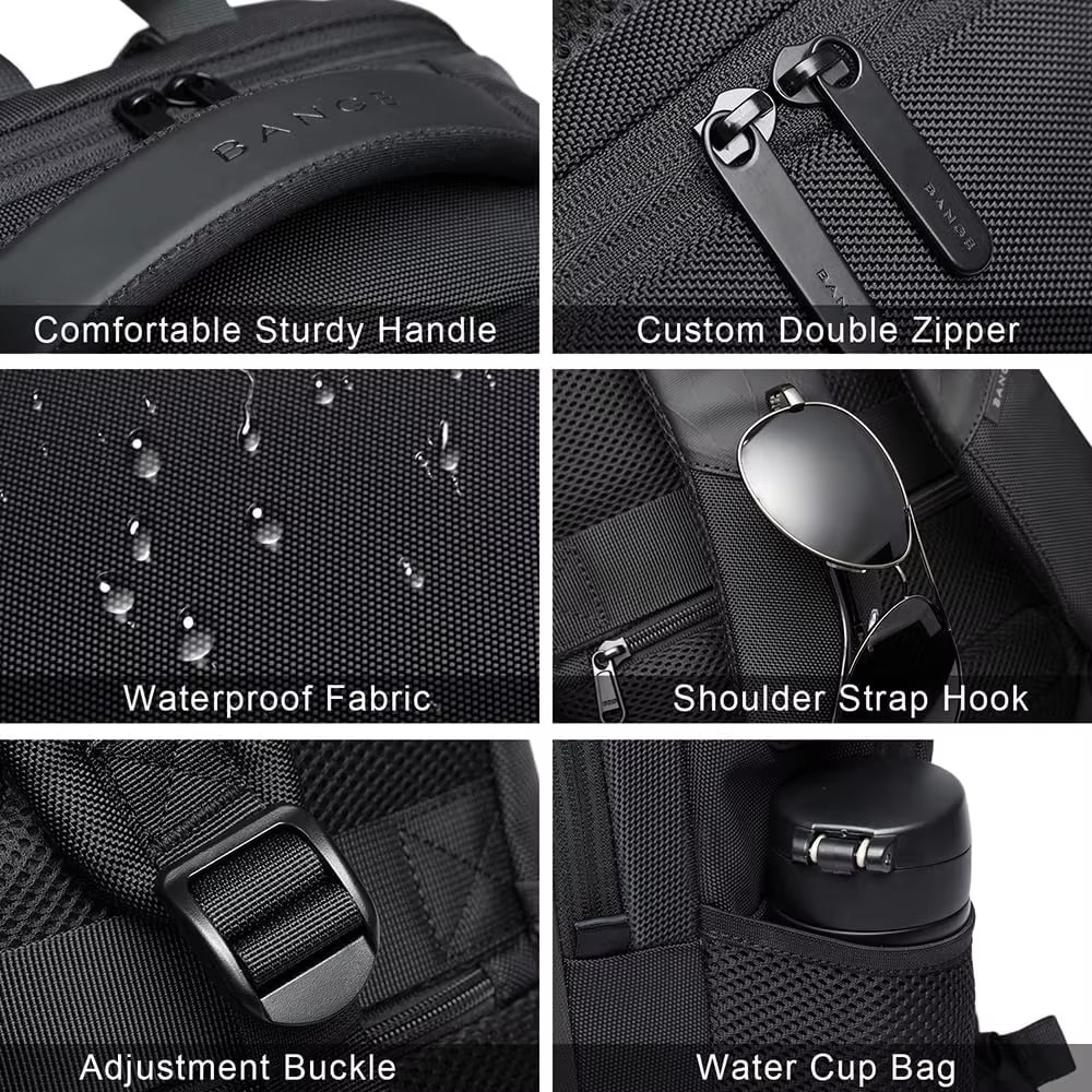 BANGE Travel Waterproof Backpack with USB Charging Port Fit 15.6 Inch Laptop Backpacks for Men and Women, Teenager School Bags IN 3 COLOUR