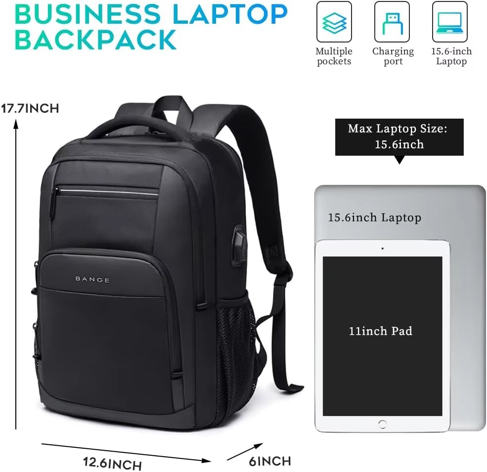 BANGE Travel Waterproof Backpack with USB Charging Port Fit 15.6 Inch Laptop Backpacks for Men and Women, Teenager School Bags IN 3 COLOUR
