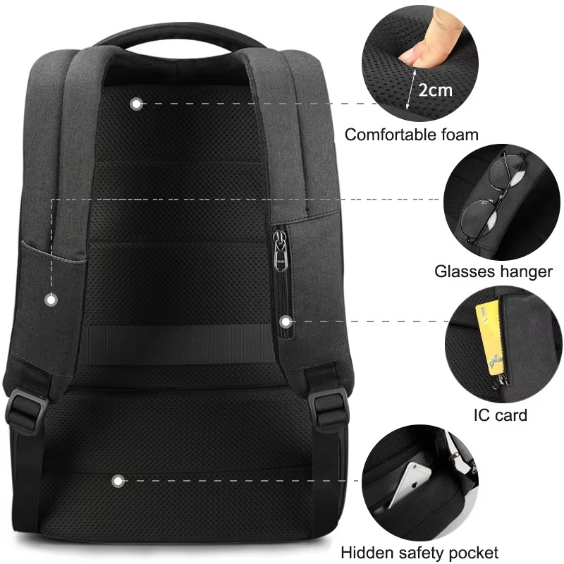 Tigernu Light Weight Travel Male Mochila School Backpack With USB Charging Port Men Fashion 15.6inch Laptop Backpack Male Travel