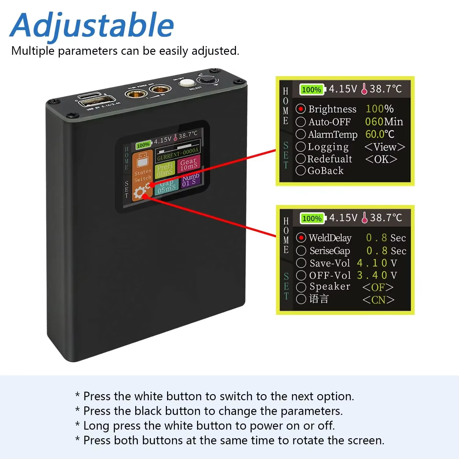 Portable Spot Welder Digital 18650 Lithium Battery Portable Kit 30 Speed Adjustable Color Display