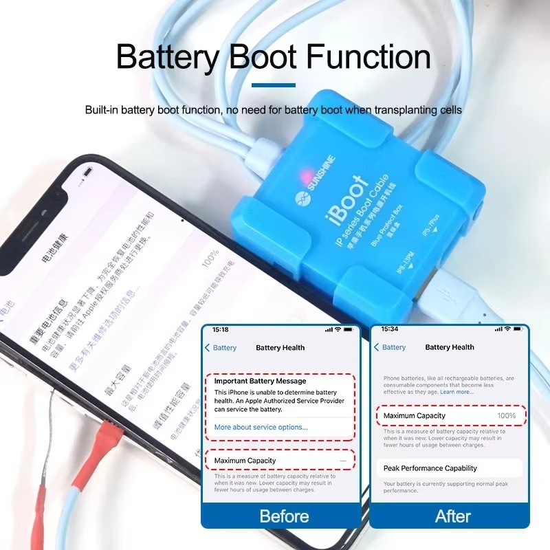 SUNSHINE IBoot IP Mobile Phone Power Cable for IP 6G-13PM Intelligent Anti-burn Power-on Power Cord Battery Boot Function USB