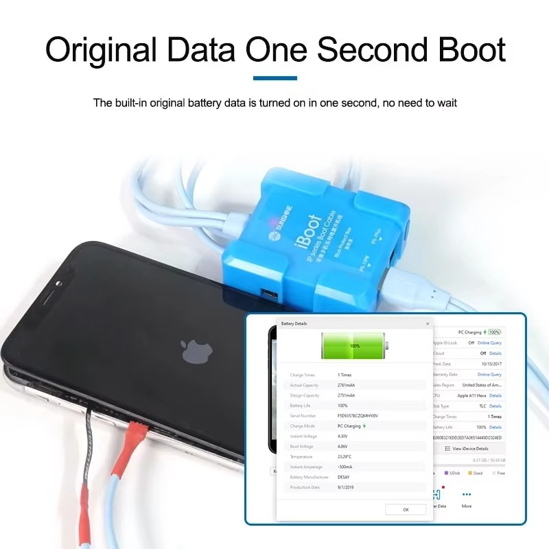 SUNSHINE IBoot IP Mobile Phone Power Cable for IP 6G-13PM Intelligent Anti-burn Power-on Power Cord Battery Boot Function USB
