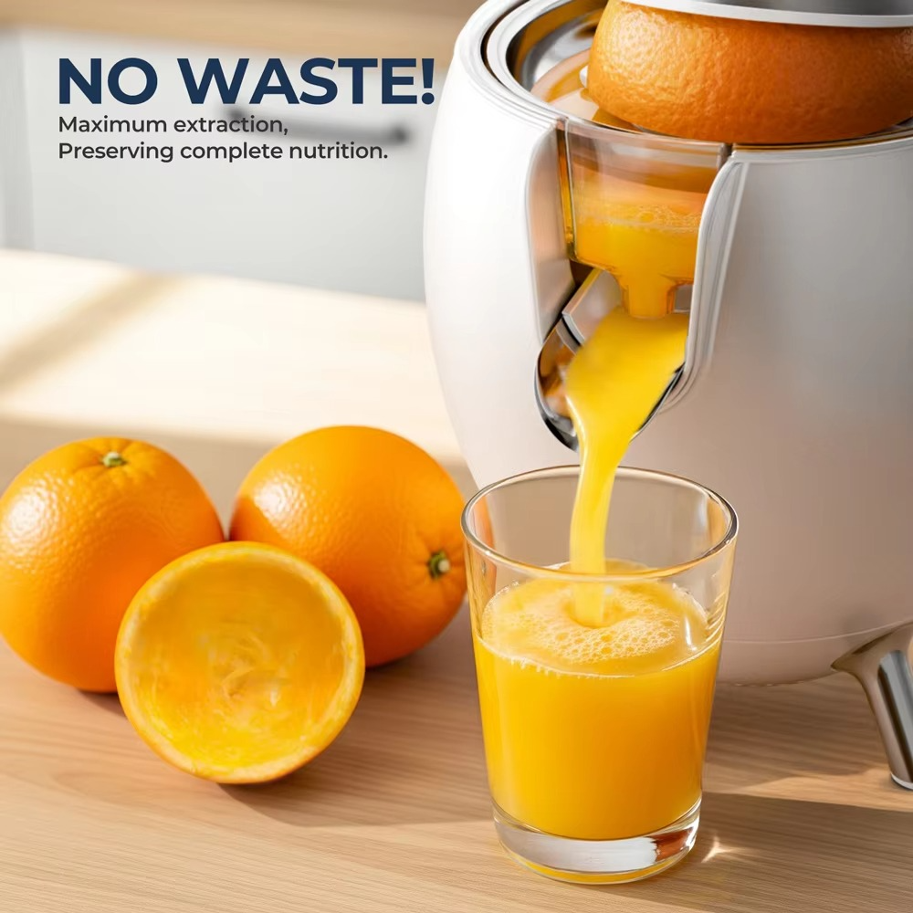 ROUNY 850W Powerful Citrus Juicer Stainless Steel Orange and Lemon Electric Set Juicer, Hard-core Press juicer, White Spaceship